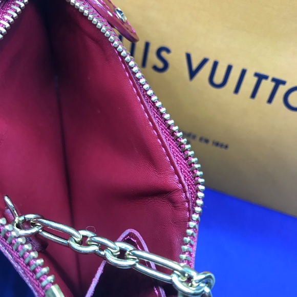 Louis Vuitton coin purse pochette cles red vernis